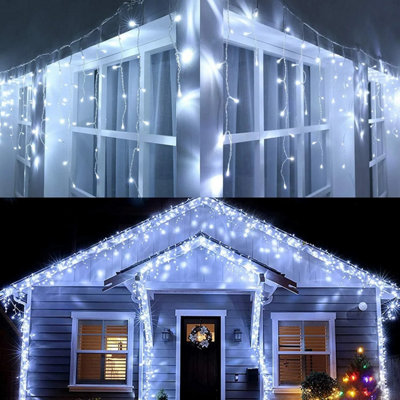 720 Leds Christmas Icicle Lights Outdoor White Snowing Bright Party Wedding Xmas Lights from B&Q