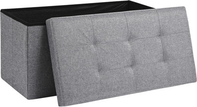 Storage Ottoman Padded Foldable Bench Chest With Lid Holds Up To 100 Kg For Bedroom Room Light Grey Linen 76Cm X 38 Cm X 38 Cm from B&Q