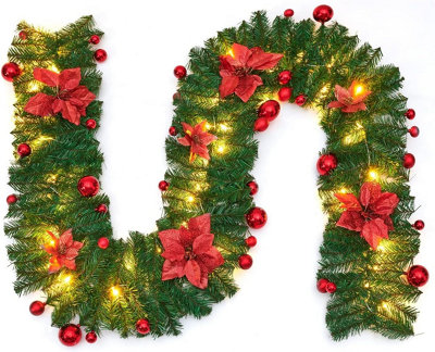 Christmas Garland With Lighting 270 Cm Artificial Christmas Decoration Garland For Interior Decoration Fireplaces Stairs from B&Q