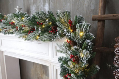 Aka 9Ft Rustic Christmas Garland With Pinecones And Berries - Green - Image 3