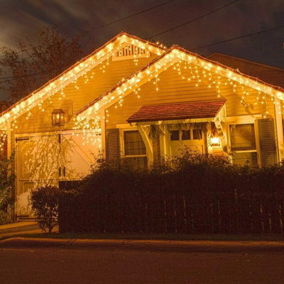 720 Leds Christmas Icicle Lights Outdoor Warm White Snowing Bright Party Wedding Xmas Lights from B&Q