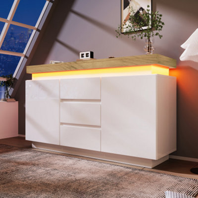 Chest Of DrawersWith 2 Doors And 3 DrawersWith Rgb Led,81 X 140 X 39 CmWhite from B&Q