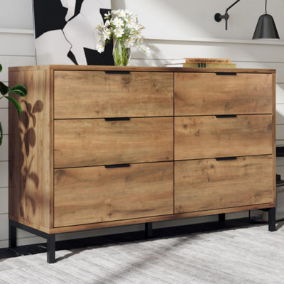 Sideboard Cabinet For Living RoomChest Of Drawers With 6 DrawersDark Oak40D X 120W X 76H Centimetres from B&Q