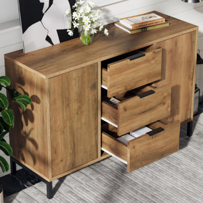 Sideboard Cabinet For Living RoomChest Of Drawers With With 2 Doors And 3 DrawersDark Oak40D X 120W X 76H Centimetres from B&Q