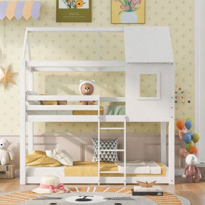 Bunk BedKid Cabin BedSingle Bed For KidsTwin SleeperSolid Pine Wood,3Ft White from B&Q