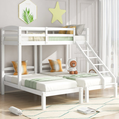 Bunk Bed Triple Sleeper With Side Ladder For Children And Teens 3FtWhite (90X190Cm,90X200Cm) (Mattress Not Included) from B&Q