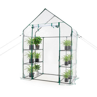 - Bargain Factory Greenhouse 3 Tier Walk In For Garden With 6 Shelves And Weatherproof Pvc Plastic CoverPlant House Easy No Tool