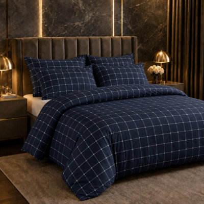 Lazzaro Double Brushed Microfiber Duvet Cover Set Reversible Design With Zipper Closure And Corner Ties from B&Q