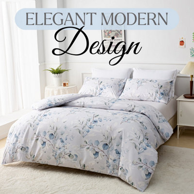 B&Q Lazzaro Double Duvet Set Premium Microfiber Reversible Double Duvet Cover Ultrasoft Hypoallergenic With Zipper Closure