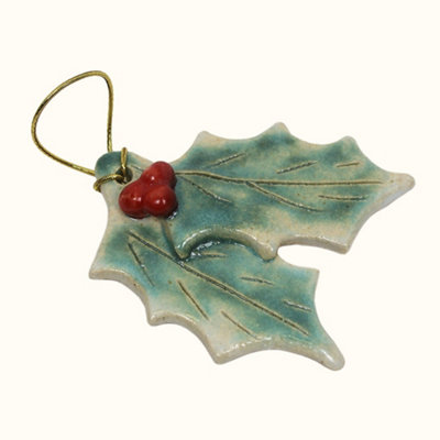 Storm Flowers Garden Holly With Berries Hanging Ceramic Decoration from B&Q