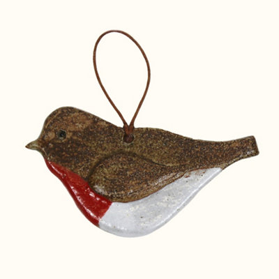 Storm Flowers Garden Red Robin Hanging Ceramic Decoration from B&Q