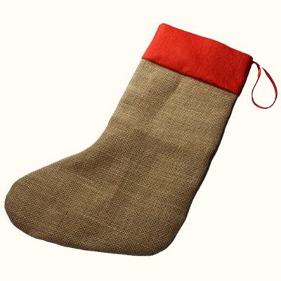Storm Flowers Garden Hessian Christmas Stocking With Red Trim from B&Q