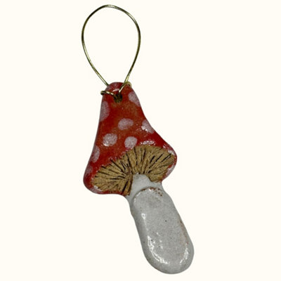 Storm Flowers Garden Tall Red Mushroom Hanging Ceramic Decoration from B&Q