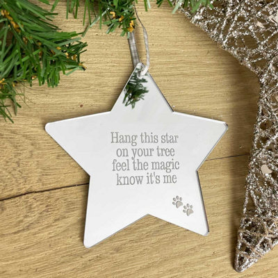 Oh So Precious Pet Memorial Mirrored Star Christmas Decoration from B&Q