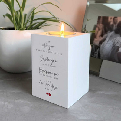 Oh So Precious Memorial Wooden Tea Light HolderWhite Wooden Remembrance Candle Holder With Poem from B&Q