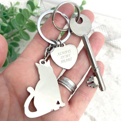 Oh So Precious Always In My Heart Charm Cat Memorial Keyring from B&Q