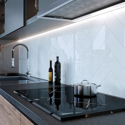 B&Q -  White Flat Gloss Metro Ceramic Wall TileSample