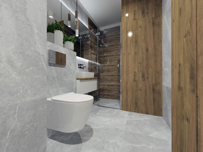 B&Q -  Grey Marble Tiles Porcelain Matt Floor WallSample