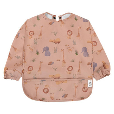 Tanness Baby Coverall Silicone Weaning Bib6-12 MonthsSafari Animals In PinkWaterproof Easy Clean & Comfortable Wear from B&Q