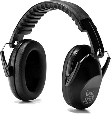 Ibest Uk Black Ear Defenders Noise Cancelling Safety Earmuffs For Children And Adults Foldable