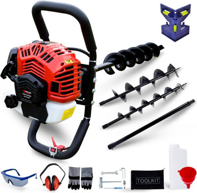 Bu-Ko 52Cc 2Stroke Petrol Earth Auger Fence Post Ground Hole Borrer Digger 3Hp V-Type 3 Drill Bits Diameter 100,150,200mm from B&Q