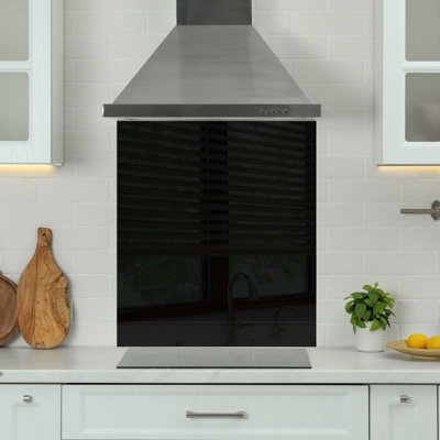 Choose Your Print Premium 70 X 75Cm Black 6mm Glass Toughened Kitchen SplashbackHeat Resistant Polished Edges from B&Q