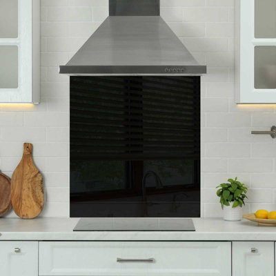Choose Your Print Premium 90 X 75Cm Black 6mm Glass Toughened Kitchen SplashbackHeat Resistant Polished Edges from B&Q
