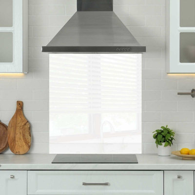 Choose Your Print Premium 90 X 75Cm White 6mm Glass Toughened Kitchen SplashbackHeat Resistant Polished Edges from B&Q