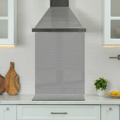 Choose Your Print Premium 60 X 75Cm Grey 6mm Glass Toughened Kitchen SplashbackHeat Resistant Polished Edges from B&Q