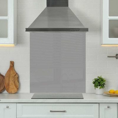 Choose Your Print Premium 90 X 75Cm Grey 6mm Glass Toughened Kitchen SplashbackHeat Resistant Polished Edges from B&Q