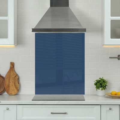 Choose Your Print Premium 60 X 75Cm Blue 6mm Glass Toughened Kitchen SplashbackHeat Resistant Polished Edges from B&Q