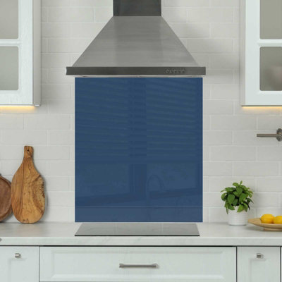Choose Your Print Premium 70 X 75Cm Blue 6mm Glass Toughened Kitchen SplashbackHeat Resistant Polished Edges from B&Q