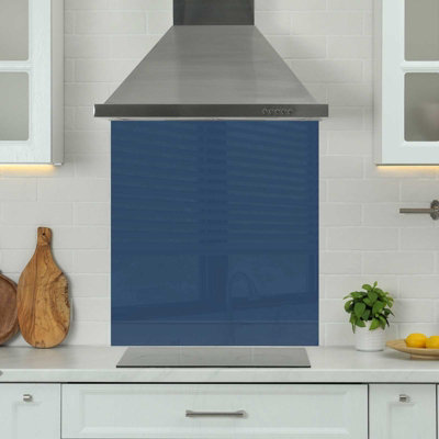 Choose Your Print Premium 90 X 75Cm Blue 6mm Glass Toughened Kitchen SplashbackHeat Resistant Polished Edges from B&Q