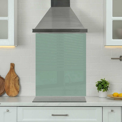Choose Your Print Premium 60 X 75Cm Green 6mm Glass Toughened Kitchen SplashbackHeat Resistant Polished Edges from B&Q