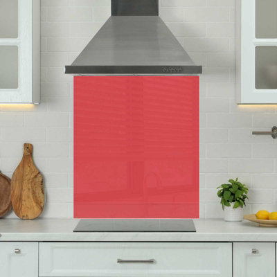 Choose Your Print Premium 70 X 75Cm Red 6mm Glass Toughened Kitchen SplashbackHeat Resistant Polished Edges from B&Q