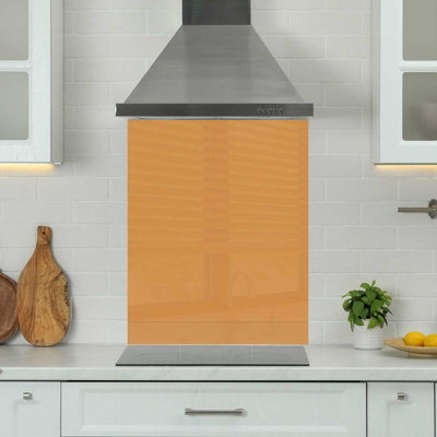 Choose Your Print Premium 60 X 75Cm Orange 6mm Glass Toughened Kitchen SplashbackHeat Resistant Polished Edges from B&Q