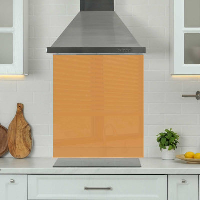 Choose Your Print Premium 70 X 75Cm Orange 6mm Glass Toughened Kitchen SplashbackHeat Resistant Polished Edges from B&Q