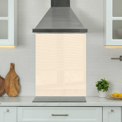 Choose Your Print Premium 60 X 75Cm Cream 6mm Glass Toughened Kitchen SplashbackHeat Resistant Polished Edges from B&Q
