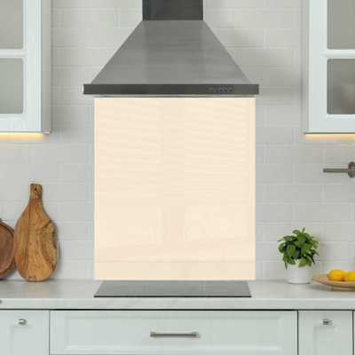 Choose Your Print Premium 70 X 75Cm Cream 6mm Glass Toughened Kitchen SplashbackHeat Resistant Polished Edges from B&Q