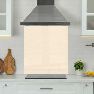 Choose Your Print Premium 90 X 75Cm Cream 6mm Glass Toughened Kitchen SplashbackHeat Resistant Polished Edges from B&Q