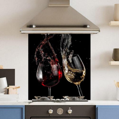 Choose Your Print Premium 70 X 75Cm Wine Glasses 6mm Glass Toughened Kitchen SplashbackHeat Resistant Polished Edges from B&Q