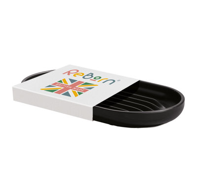 ReBorn® Reborn Recycled Soap Dish -Graphite Black Bathroom Soap HolderWith Ridge EdgesMade In The Uk from B&Q