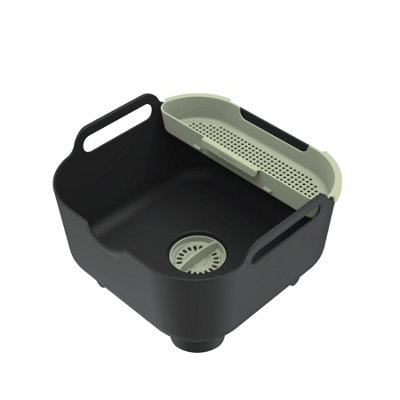 ReBorn® Reborn Recycled Washing Up Bowl ProCharcoal Grey & Sage Green Kitchen Dish Wash & Drain9 Litres CapacityMade In The Uk from B&Q