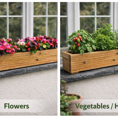 Garden Troughs and Planters Decking  Wooden Garden Window Box Planter 15Cm X 17.5Cm60Cm from B&Q