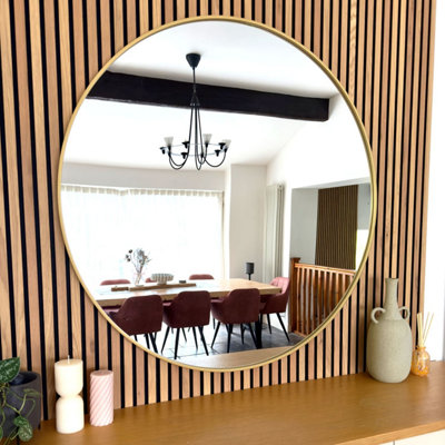 Jōbū Jobu Home - Rei, Extra Large Round Metal Circle Mirror - 120Cm X 120Cm Gold