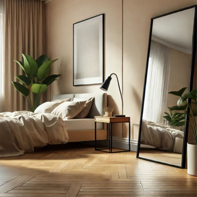 Jōbū Jobu HomeTakaraFull Length Leaner Black Metal Rectangle Mirror180Cm X 60Cm from B&Q