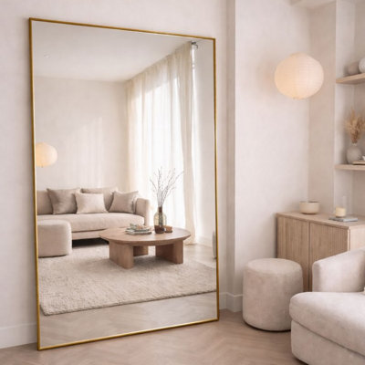Jōbū Jobu HomeTakaraFull Length Leaner Gold Metal Rectangle Mirror200Cm X 120Cm from B&Q