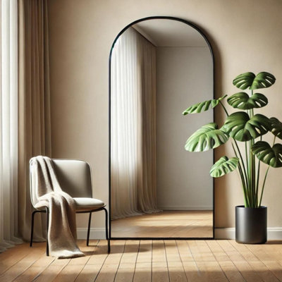 Jōbū Jobu HomeAkikoFull Length Leaner Black Metal Arched Mirror150Cm X 60Cm from B&Q