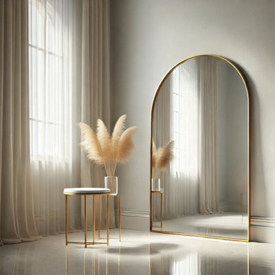 Jōbū Jobu HomeAkikoFull Length Gold Metal Arched Mirror180Cm X 90Cm from B&Q