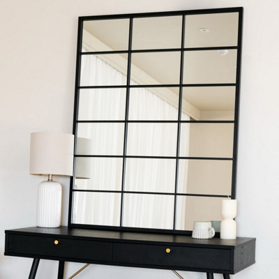 Jōbū Jobu HomeKyoBlack Metal Rectangle Lattice Window Mirror120Cm X 95Cm from B&Q